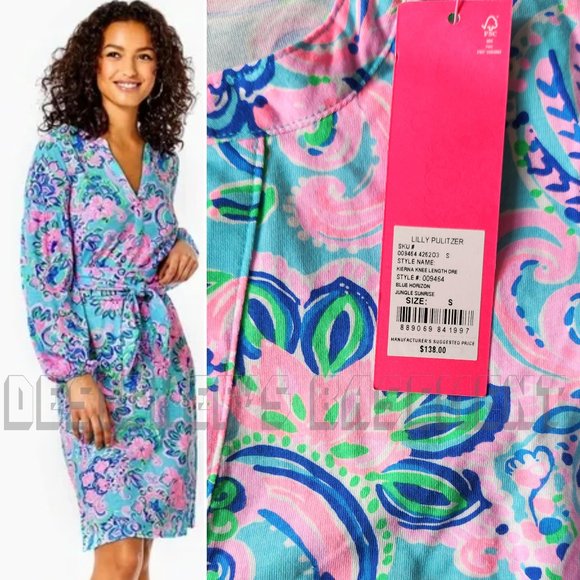 Lilly Pulitzer Dresses & Skirts - LILLY PULITZER Kierna cotton Dress in Blue Horizon Jungle Sunrise size Small NWT